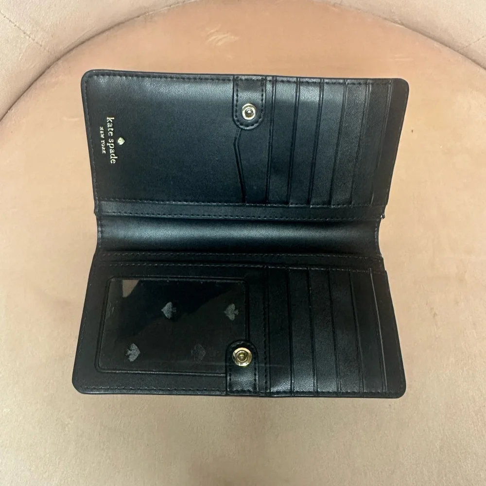 Kate Spade Black and Red Wallet with Floral Design - Picture 2 of 3